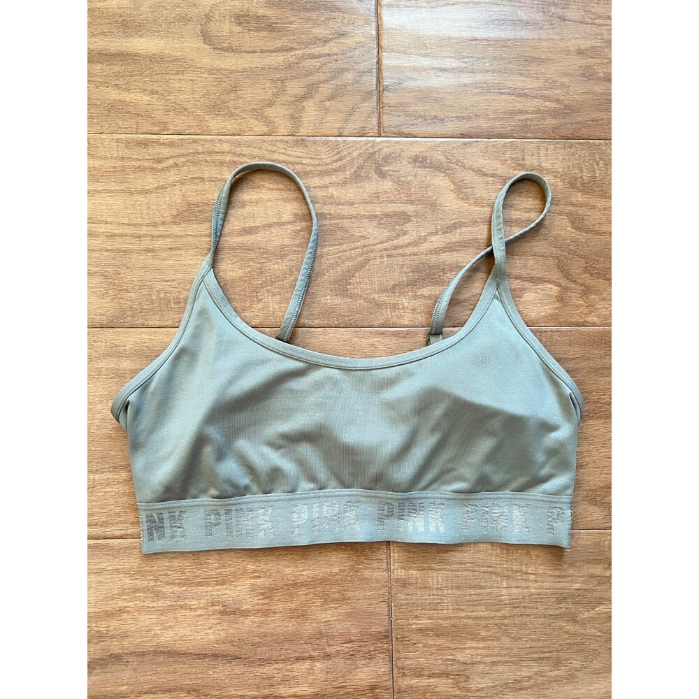 PINK Victoria's Secret Sports Bra Size M ? Light Green Bralette Lightly Lined